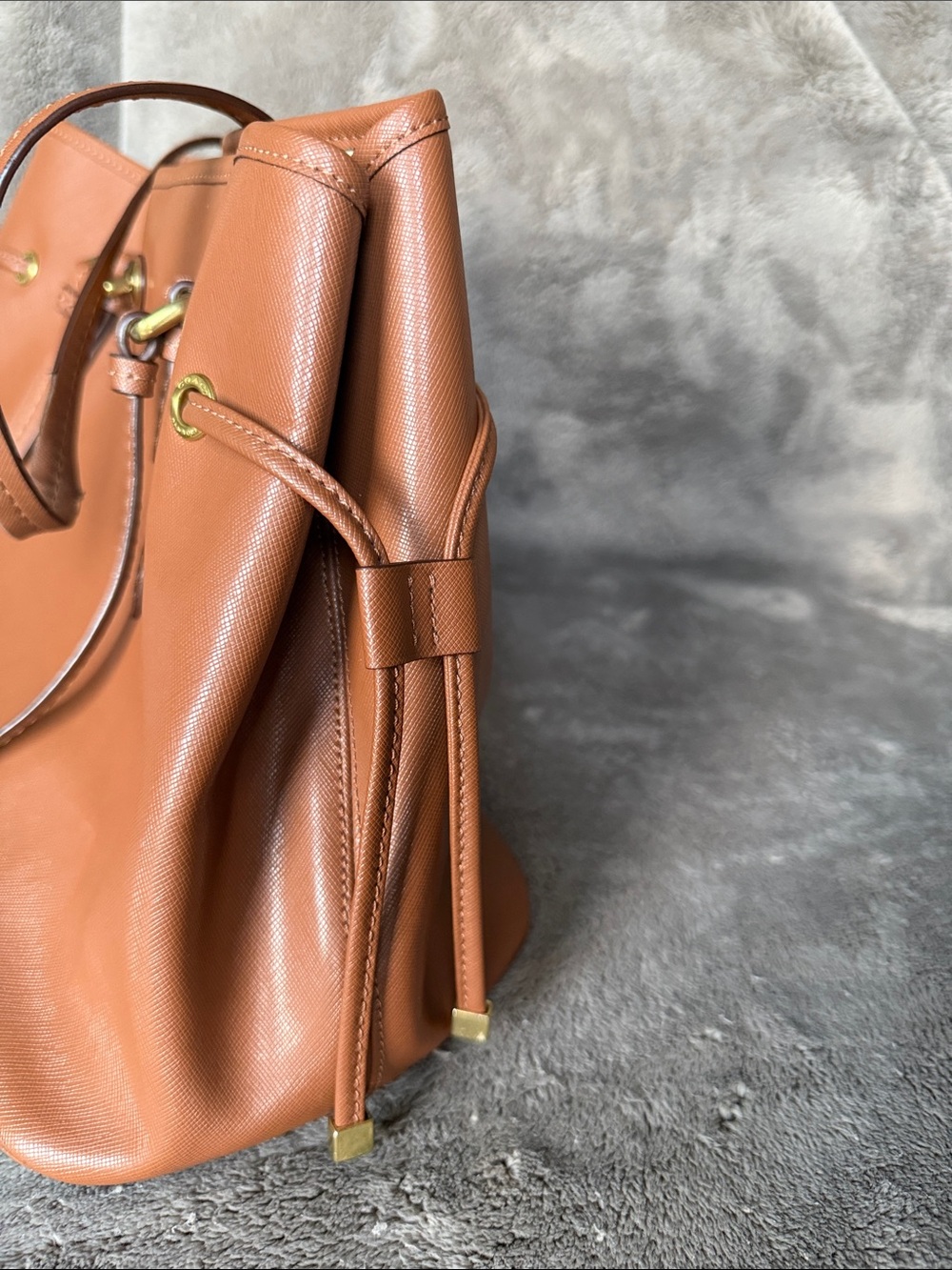 Authentic Coach Peyton Carryall Brown Drawstring Saffiano Leather Tote/Bag - Picture 6 of 16